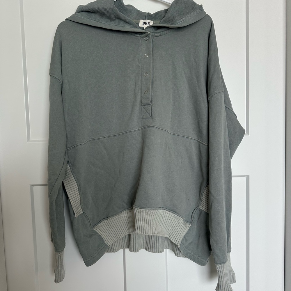 Two Toned Green Hooded Sweatshirt